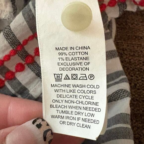 Kate Spade Broome Street Boho Blouse Red Embroidered Peasant M Cotton Festival - Picture 8 of 12